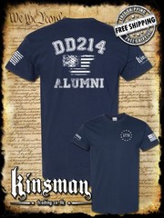 DD214 Alumni Flag US Military 2-Sided T-Shirt Army Marines Navy Veteran USA