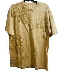 GREEN Apple Tree T Shirt Men’s Size Large Beige Short Sleeve Crewneck Vintage