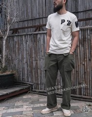 Bronson WW2 PW Pocket T-Shirt Vintage Prison Style Men T-Shirts Natural Tee USN