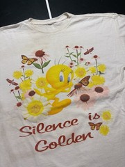 Vintage 90s Looney Tunes Tweety Bird T Shirt XL White Double Sided Flowers