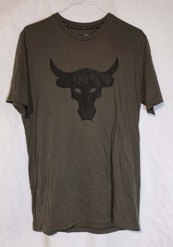 Under Armour Men’s Project Rock Payoff graphic Brahma Bull Olive Green t-shirt