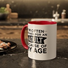 I’m Often Mistaken for an Adult Due to My Age – Two-Toned Mug
