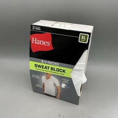 Hanes Mens Sweat Block Undershirt White V-Neck Size XL Brand New
