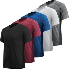 5 Pack Workout Shirts for Men Quick Dry Moisture Wicking Mens Gym Shirts Athl…