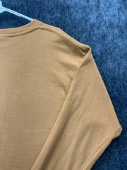 R+L Luxury Thermal Shirt Mens XL Beige Heavyweight Waffle Knit Ribbed Cuffs