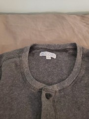 Wallace And Barnes Mens Large Gray Waffle Long Sleeve Henley Shirt