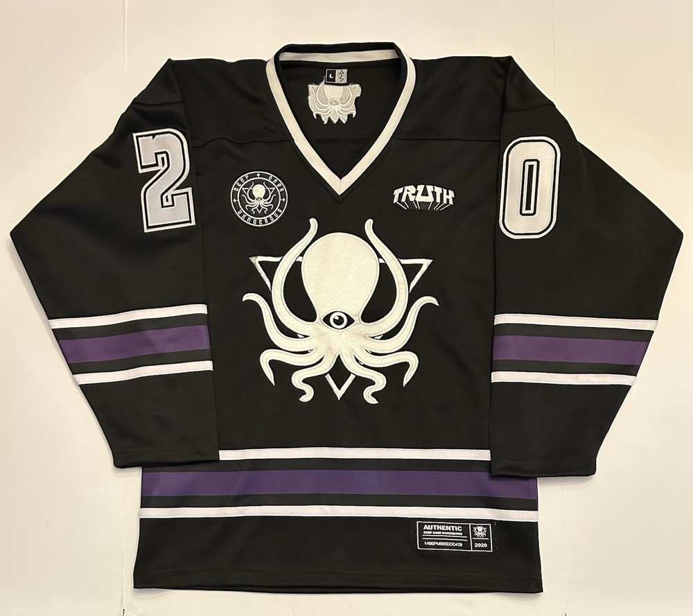 Deep Dark And Dangerous Truth DDD Hockey Jersey Large Black And Purple
