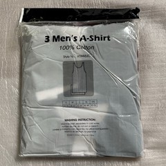 Pack of 3 Mens A-Shirt 100% Cotton Black, White, Grey Size: XL