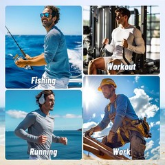 Long Sleeve TShirts Men Quick Dry UV Sun Protection Athletic Gym Fitness 3 Pack