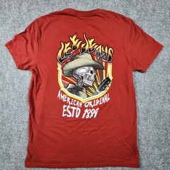 Lee Jeans Mens Graphic T-Shirt Medium Red Cowboy Skeleton Guitar Flame 1889 M