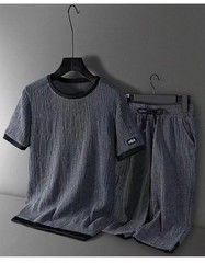 Summer Casual Sports Ice Silk ort Sve T-irt Seven-Foot orts Loose Large Size Two