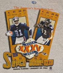 VTG 2001 Super Bowl 35 Baltimore Ravens NY Giants Ticket Tee T-Shirt – XL – NWT