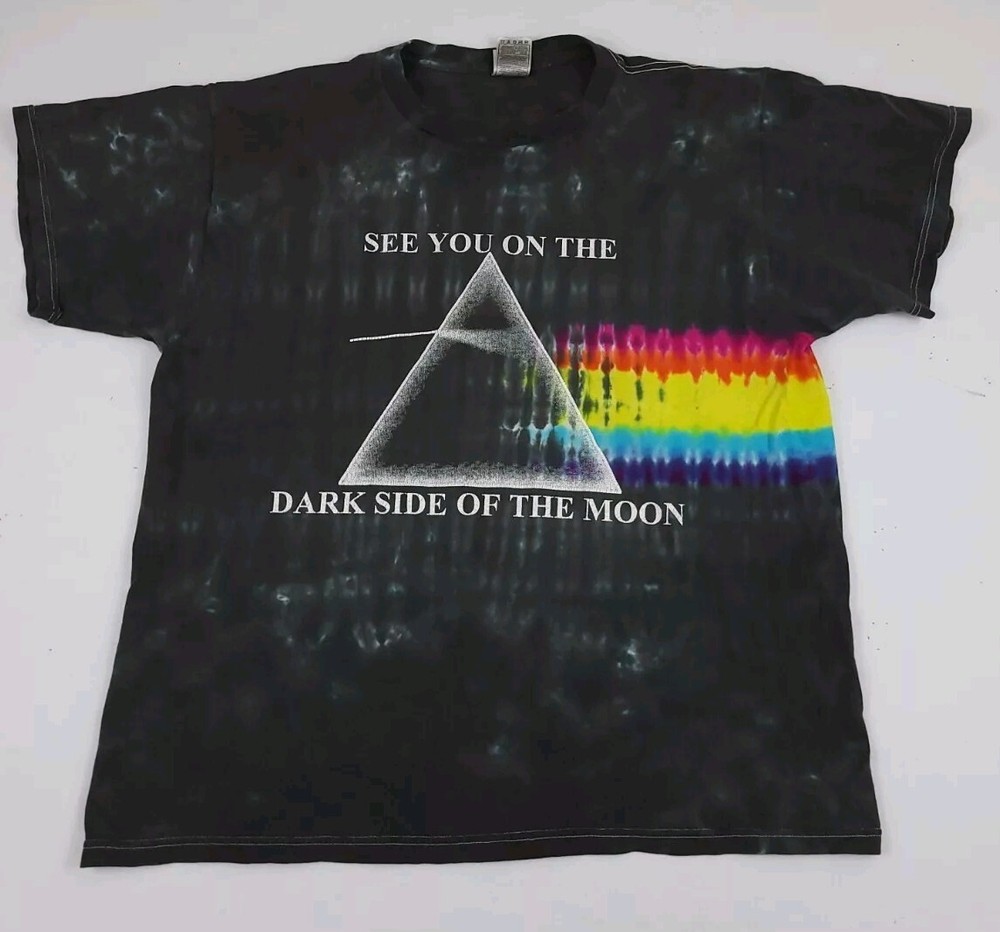 Vintage Y2k See You On Dark Side Of Moon Pink Floyd Tie Dye Shirt Vtg Multicolor