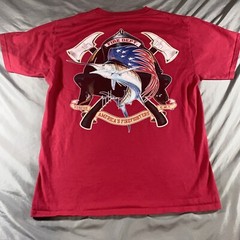 Guy Harvey BlueWater Firefighter Fire Department Swordfish Pocket T Shirt Size M