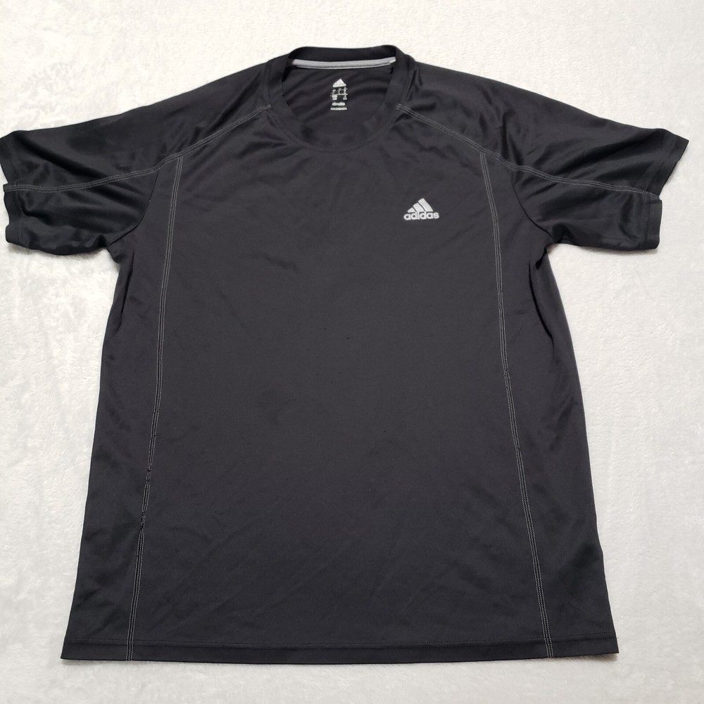 Adidas Climalite Performance Tee Mens L Large Black Graphic Logo T Shirt