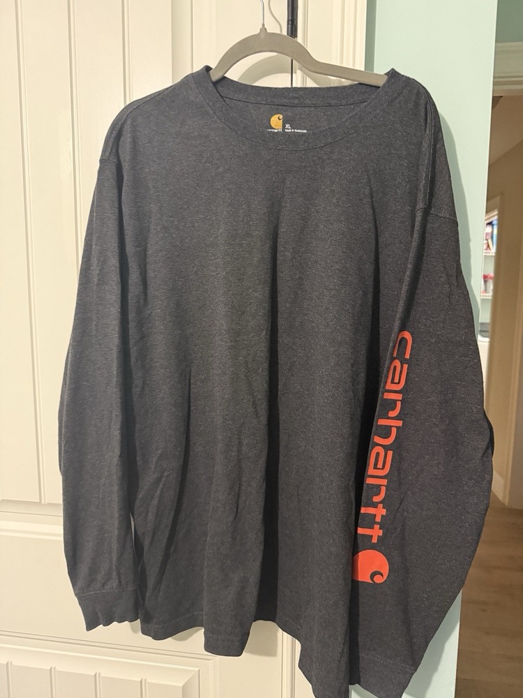 Carhartt Men’s Long Sleeve Crew Neck T-Shirt XL Original Fit, Solid Grey