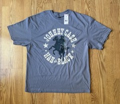 NTW Men’s Johnny Cash Man In Black Graphic Blue T-Shirt Sz Med 100% Cotton Soft