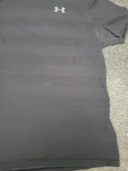 Under Armour Shirt Mens Large Black HeatGear Logo Crew Neck Moisture Wicking