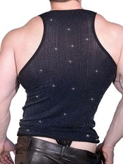 Sexy Sleeveless T-shirts Fashion Stretch Shiny Breathable Sheer Vest Tank Tops
