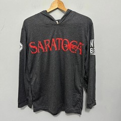 Saratoga Race Track Hooded T-Shirt Adult Medium Gray Fox Sports Long Sleeve