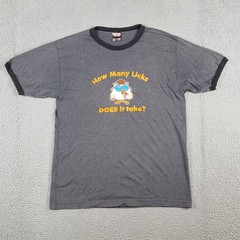 Vintage Y2K How Many Licks Tootsie Pop Candy Ringer Size S Owl Retro T Shirt