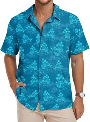 Men’s Hawaiian Shirt Floral Print Short Sleeve Button Down Casual Beachwear Top