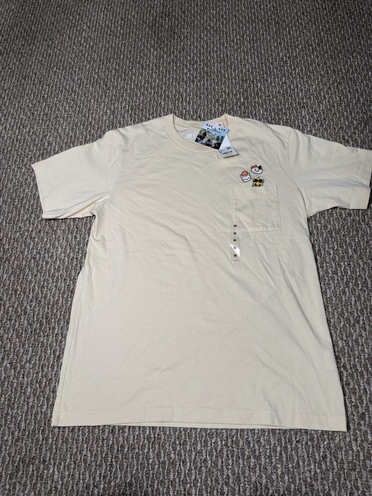 UNIQLO UT Fat Cat T-Shirt US Size Medium White Final Fantasy XIV Game NEW