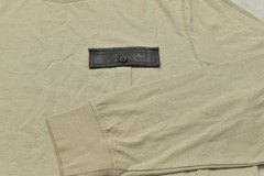 Sean John Men’s Size 2XL Beige Long Sleeve Tee Faux Leather Shoulder Accents