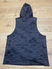 TSLA Sleeveless Hooded Shirt Black Camo Print Size XL EUC Gym Workout Stretch