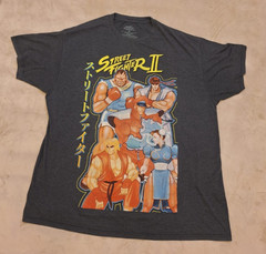 Street Fighter II Graphic T-Shirt Men’s 2XL Gray Capcom Video Game Character Tee