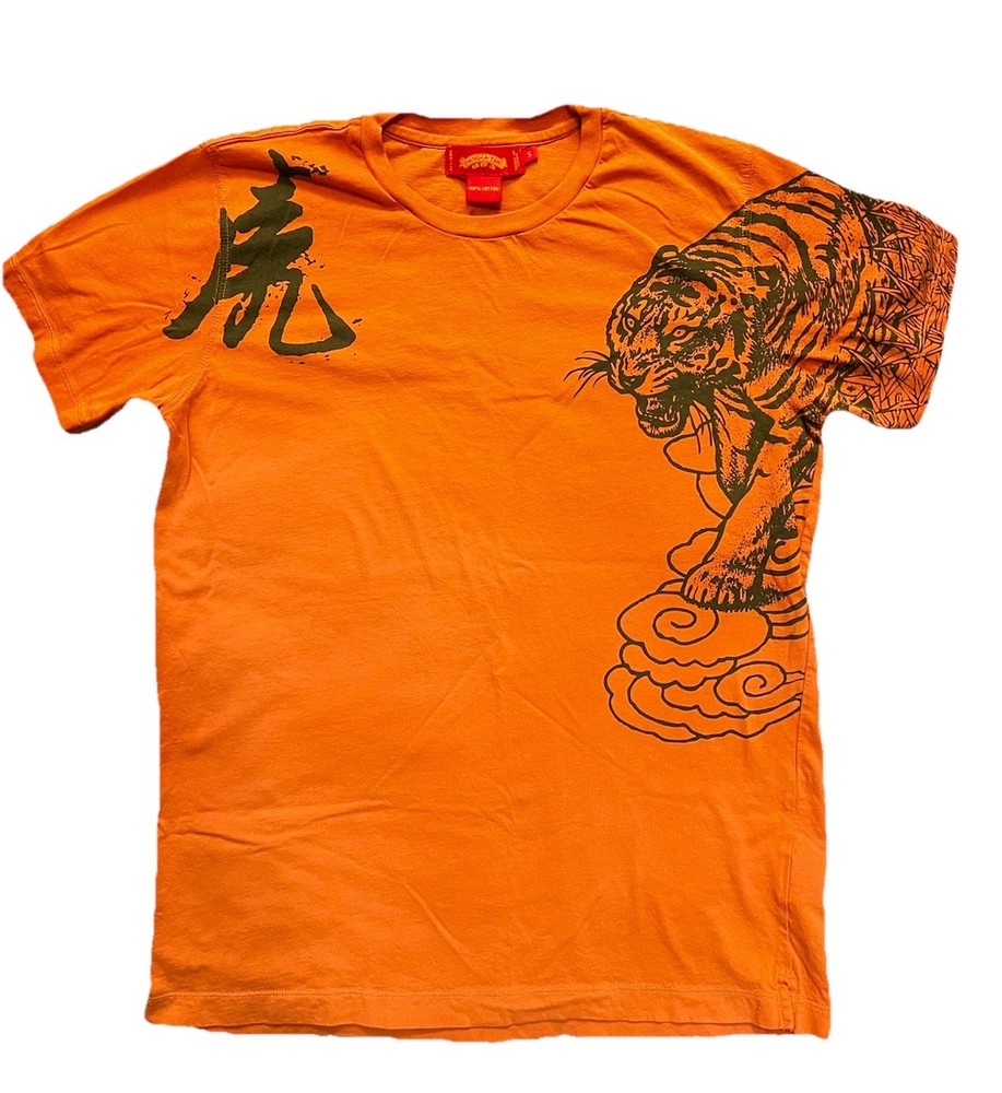 Vintage Y2K Shanghai Tang Tiger Graphic Tee In Orange Size S
