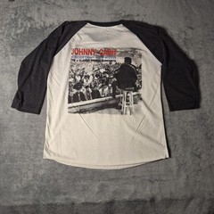 Vintage Johnny Cash 3/4 Sleeve Tee Size Large Black White Graphic Tee Y2K