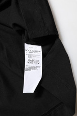 DOLCE & GABBANA T-shirt Black Cotton Velvet Logo Print Men IT46/US36/S 570usd