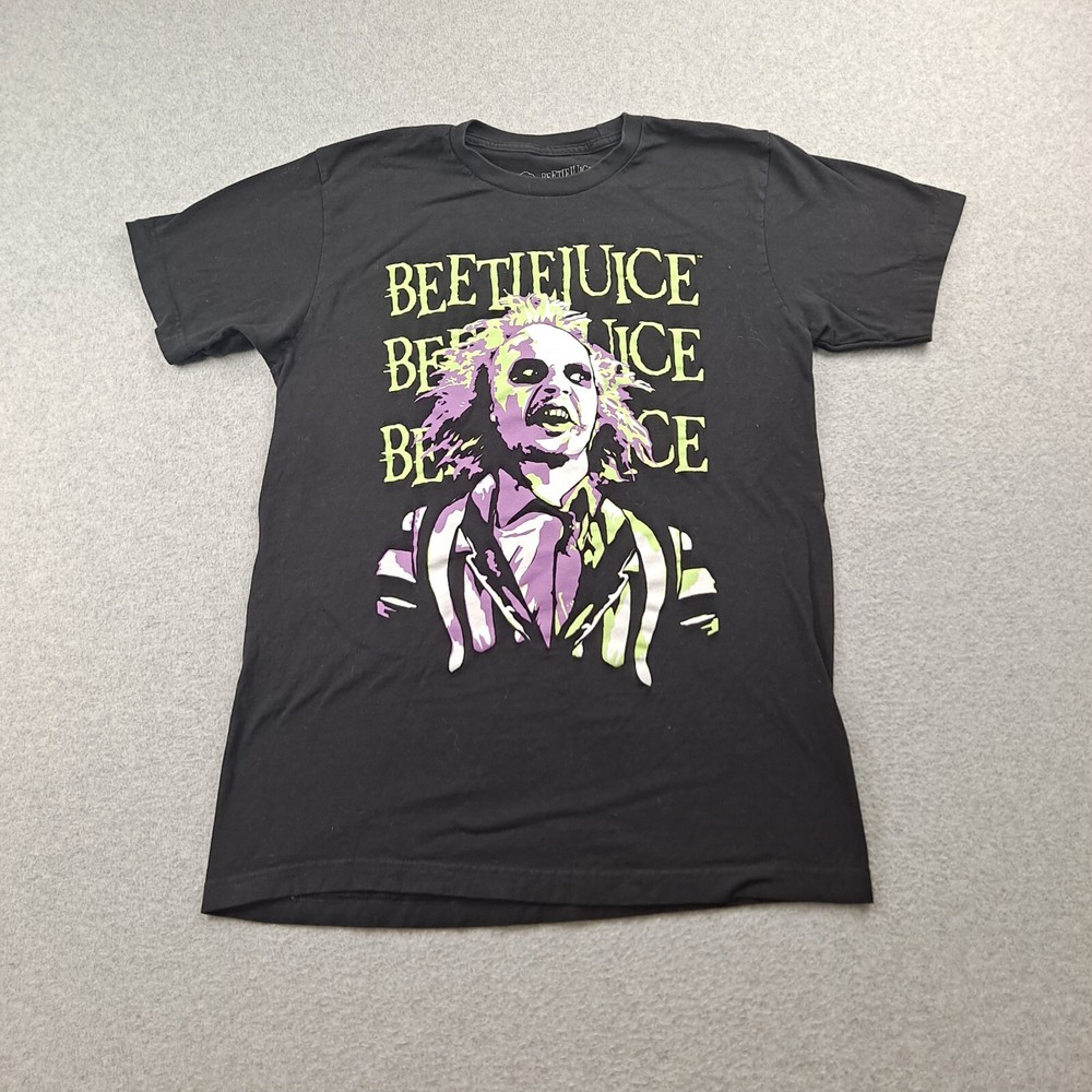 Beetlejuice Shirt Men Medium Black Short Sleeve Movie Tee Horror Halloween Y2K