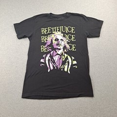 Beetlejuice Shirt Men Medium Black Short Sleeve Movie Tee Horror Halloween Y2K