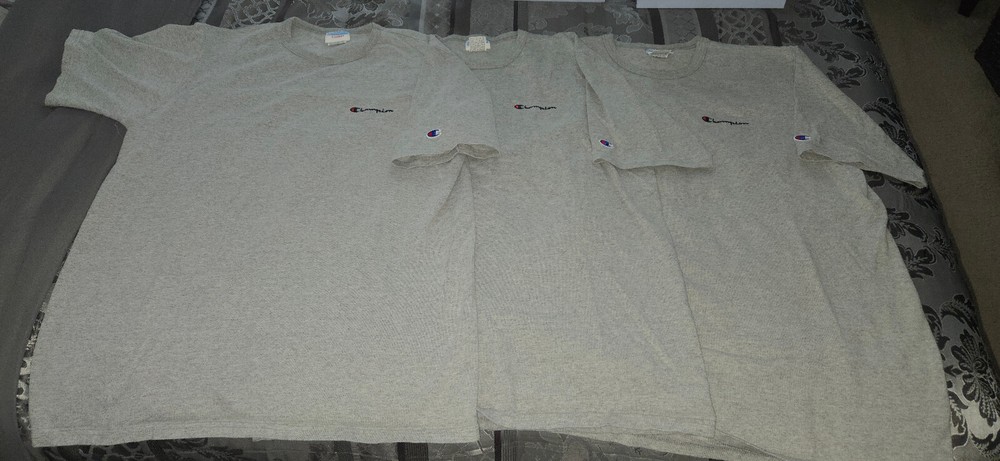 Champion Pack of 3 Adult Mens Plain Blank Gray T-shirt Tee Size: XL Look!