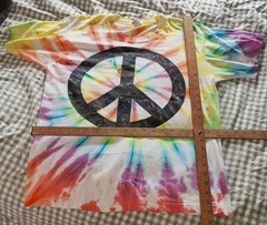 Peace Time Tie-Dye TShirt L Single Stitch Cotton T Shirt Stains 1990 Fruit Loom