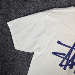 Vintage Stussy Shirt Mens Medium White Y2K Surf Skate Spellout Logo Cursive