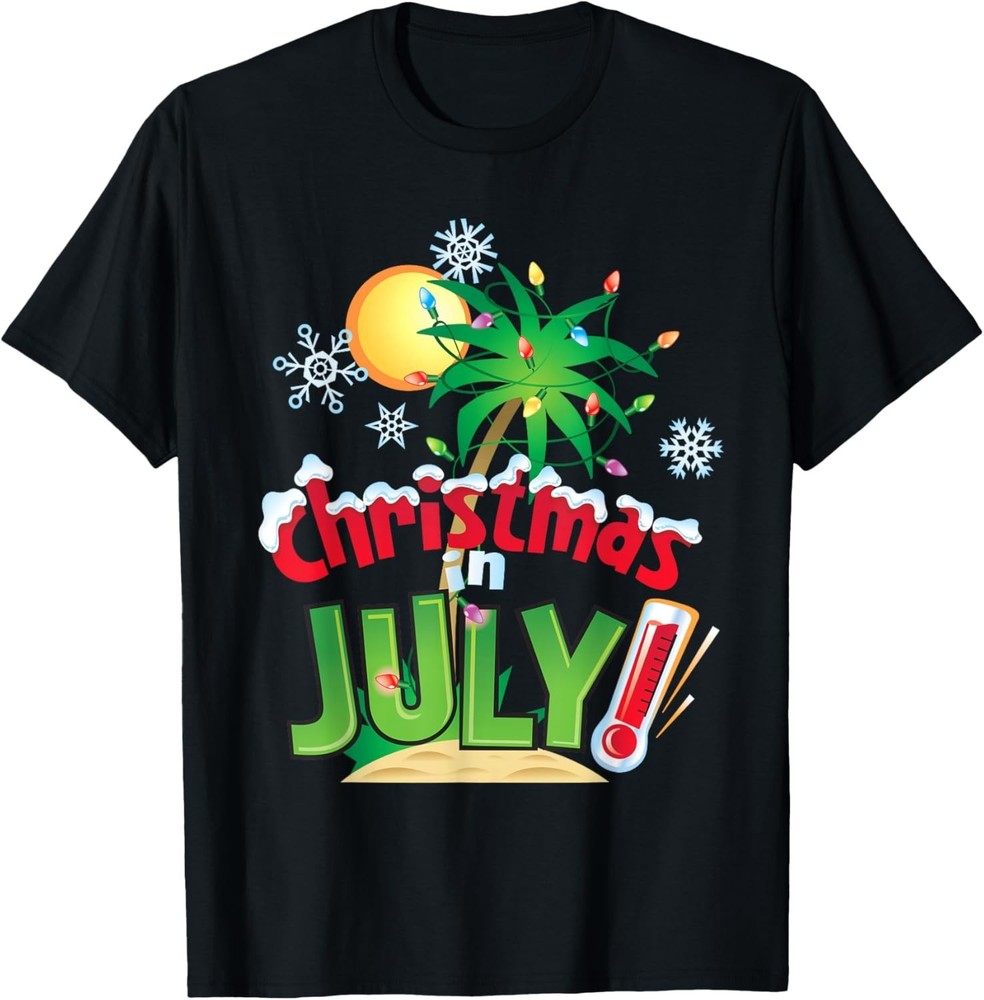 Funny Christmas in July Summer Beach Vacation Xmas Men Women T-Shirt
