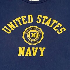 League Apparel United States Navy Shirt Mens Large Blue Tackle Twill Spellout