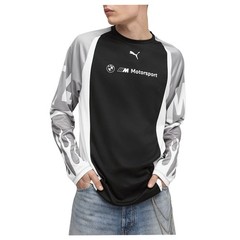 PUMA Bmw M Motorsport Graphic Crew Neck Long Sleeve T-Shirt Mens Black Casual To