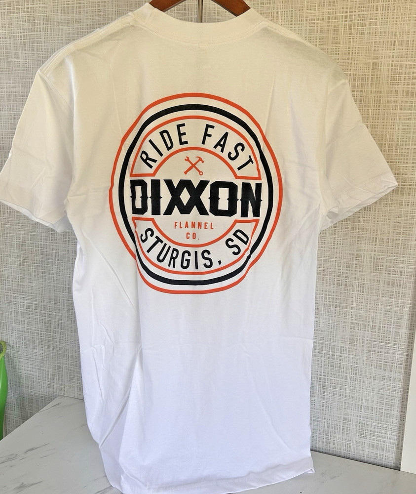Dixxon Flannel T- Shirt Mens Sz Med Sturgis Ride Fast Motorcycle White New! BxBB