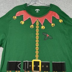 Holiday Time Men’s Elfie Elf Suit Christmas T-Shirt Green Size XL (46-48)