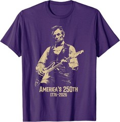 Abraham-Lincoln Playing Guitar 4th July 250th Anniversary T-Shirt