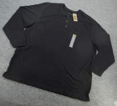 Foundry Shirt Mens 2XL XXL Black Henley Neck Long Sleeve Tee Adult Workwear NEW