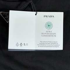 PRADA Men’s Black Cotton Jersey Crew Neck Logo T-Shirt Size Medium Regular