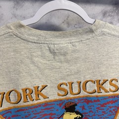 Vintage 90s Work Sucks Im Going Golfing T Shirt Size 2XL Gray Cropped Golf
