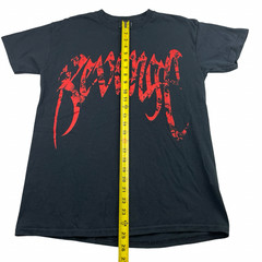 Revenge Men’s Crewneck S/S T-Shirt Black/Red Spell-Out Logo • Medium
