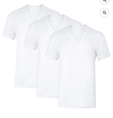 Men’s Sweat Block Undershirt, Underarm Sweat Blocking Tee, White V-Neck T-Shirt