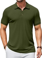Men’s Slim Fit Textured Polo Shirt Short Sleeve Casual Golf T-Shirt Summer Wear